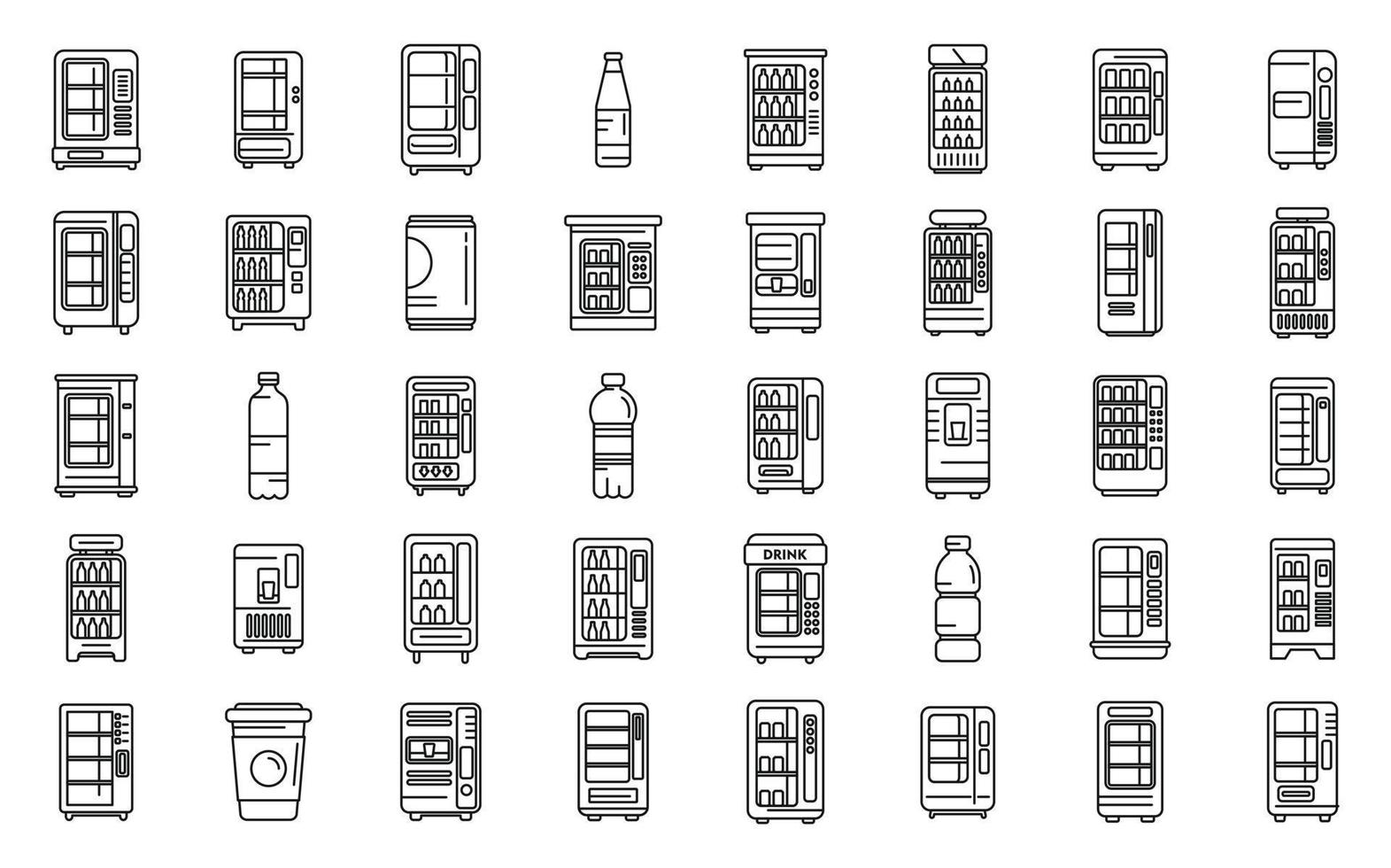 Drink machine icons set outline vector. Water plastic vector