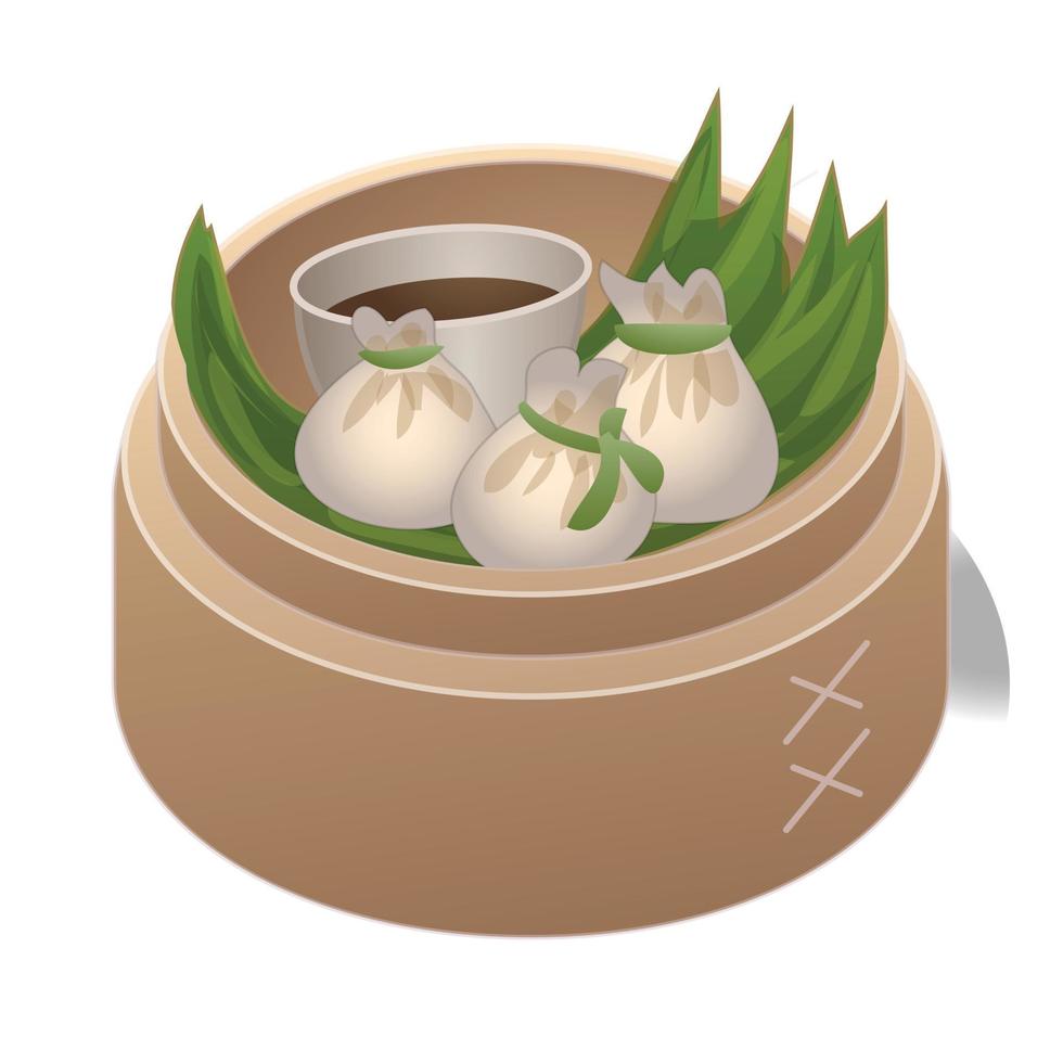 Chinese dumplings icon cartoon vector. Asian food vector