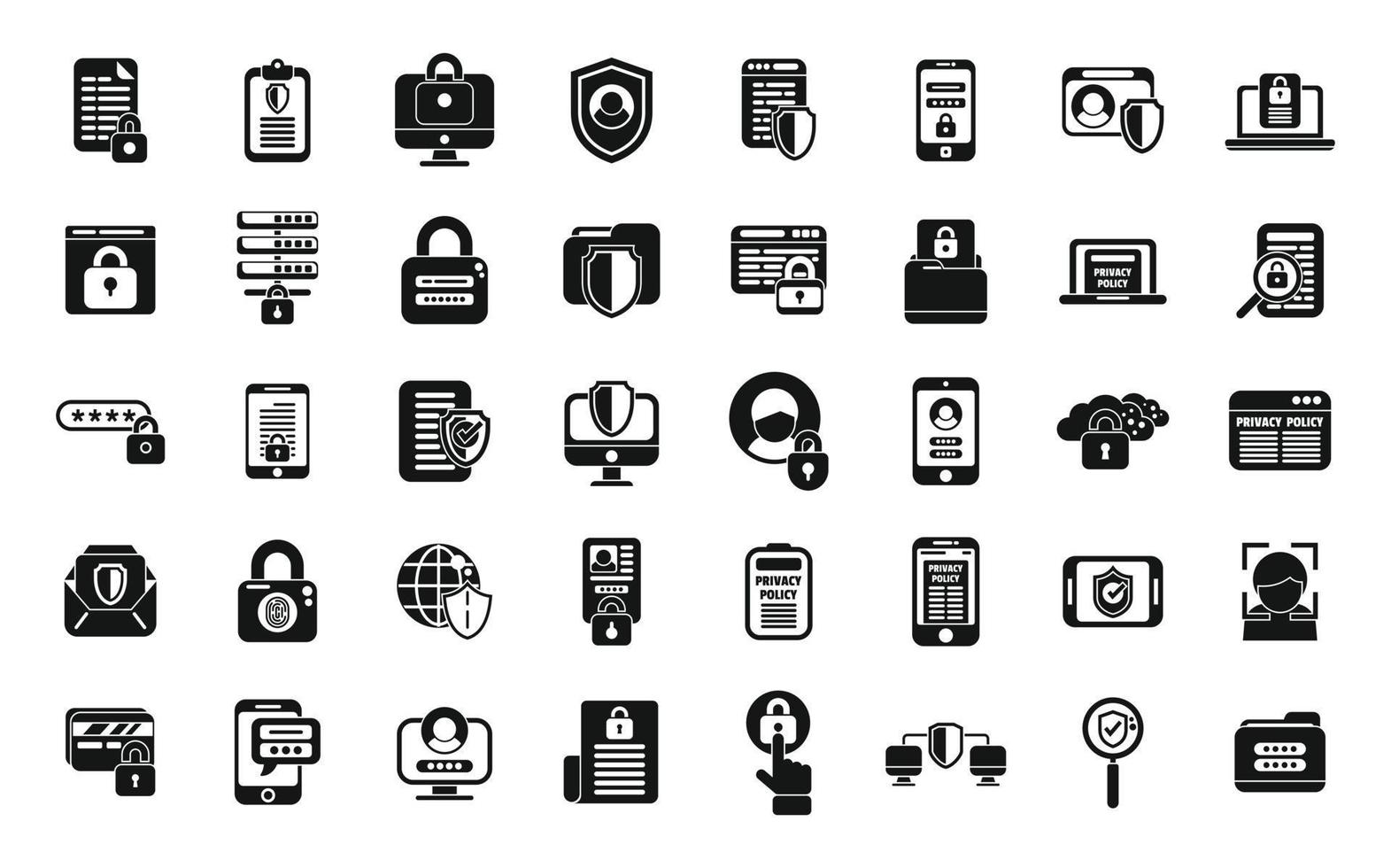 Privacy Policy icons set simple vector. Safety standard vector