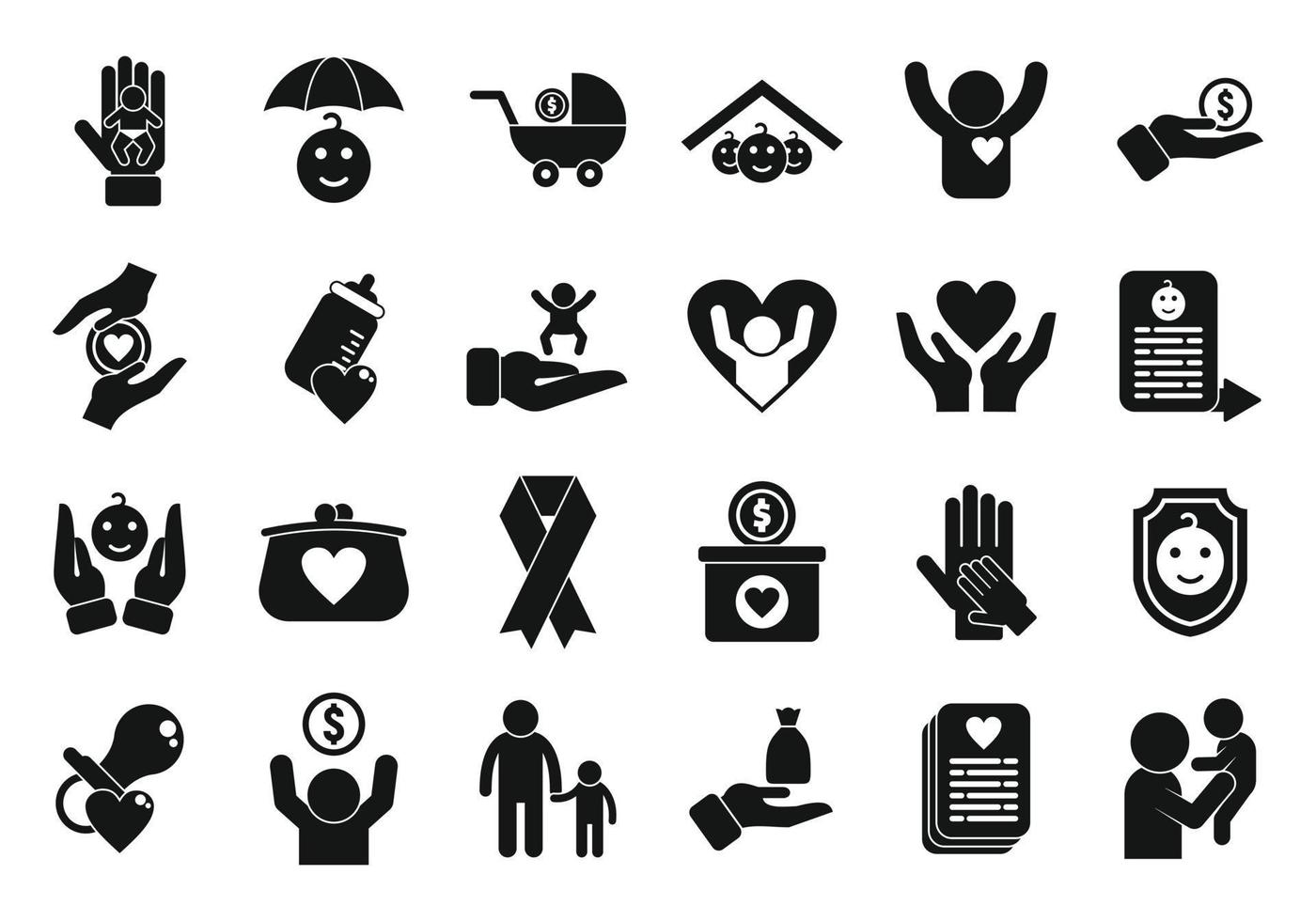 Child support icons set simple vector. Childcare protect vector