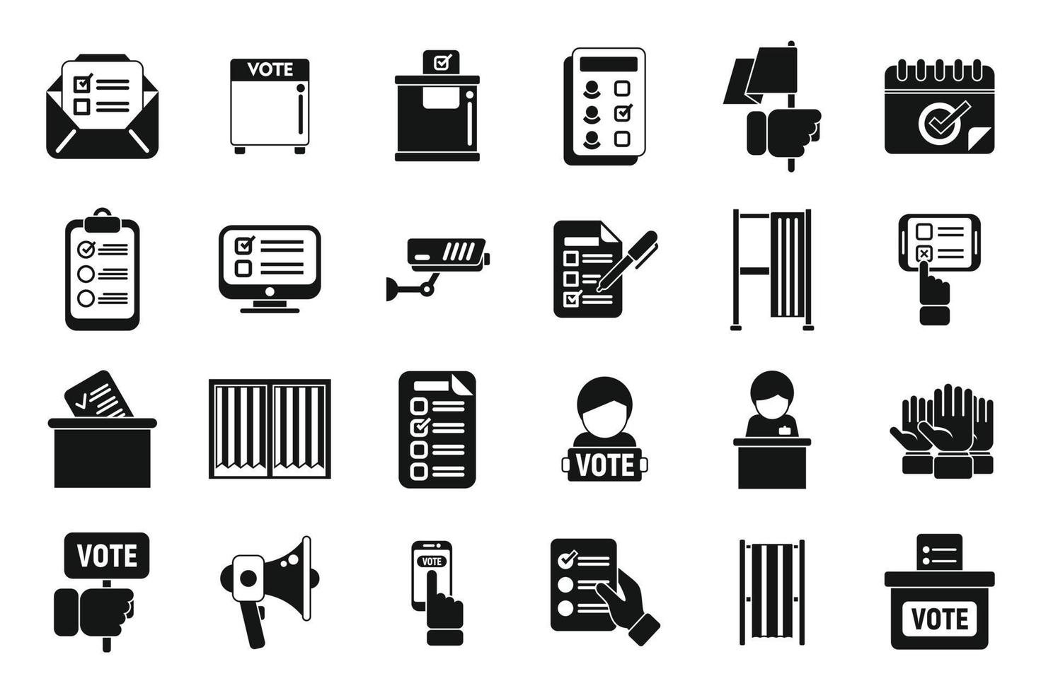 Polling booth icons set simple vector. Ballot box vector