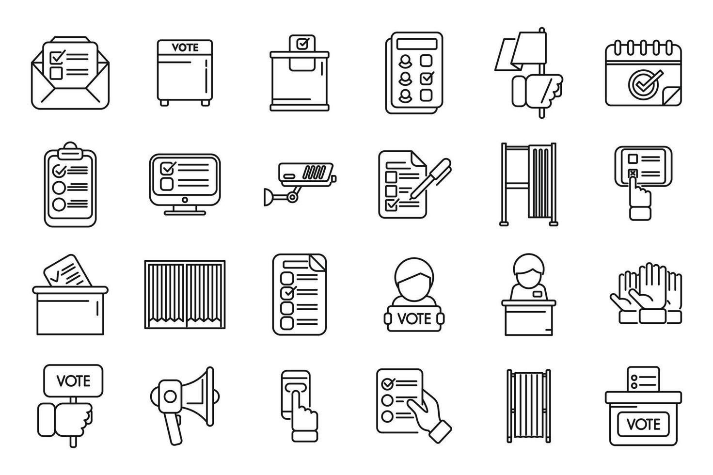 Polling booth icons set outline vector. Ballot box vector