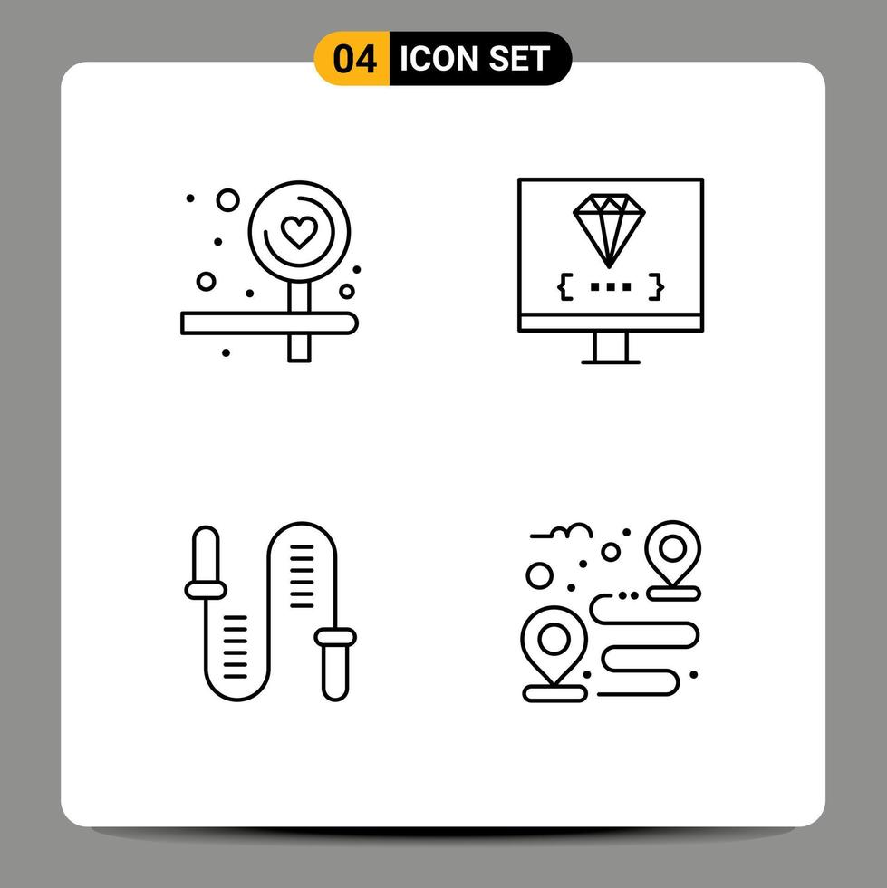 4 Creative Icons Modern Signs and Symbols of board rope coding development skipping Editable Vector Design Elements