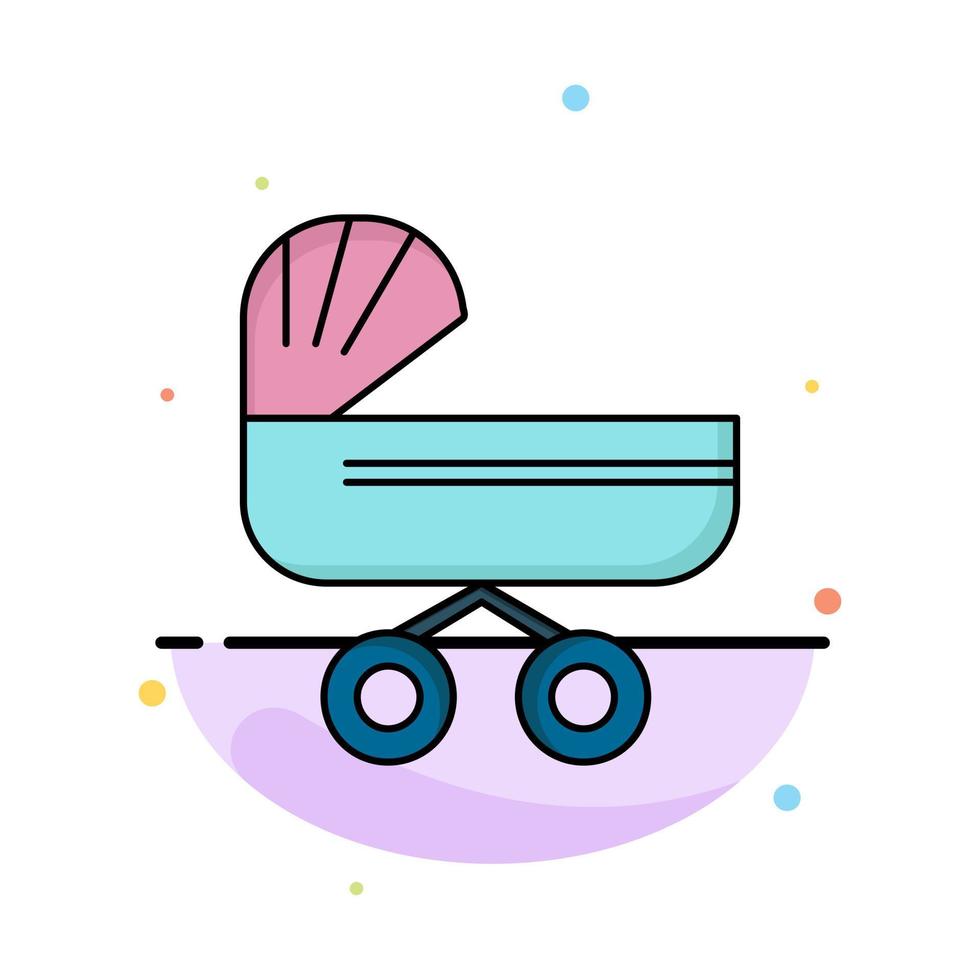 trolly bebé niños empujar cochecito color plano icono vector