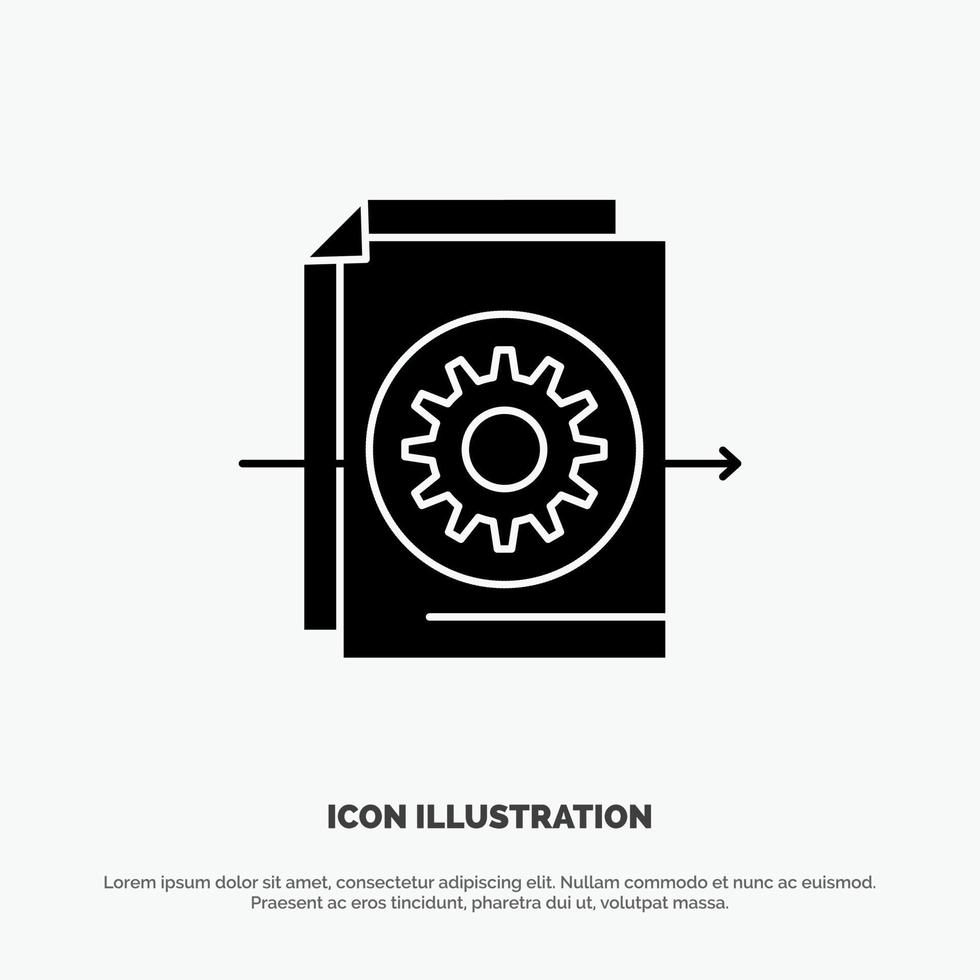 Document File Gear Settings solid Glyph Icon vector