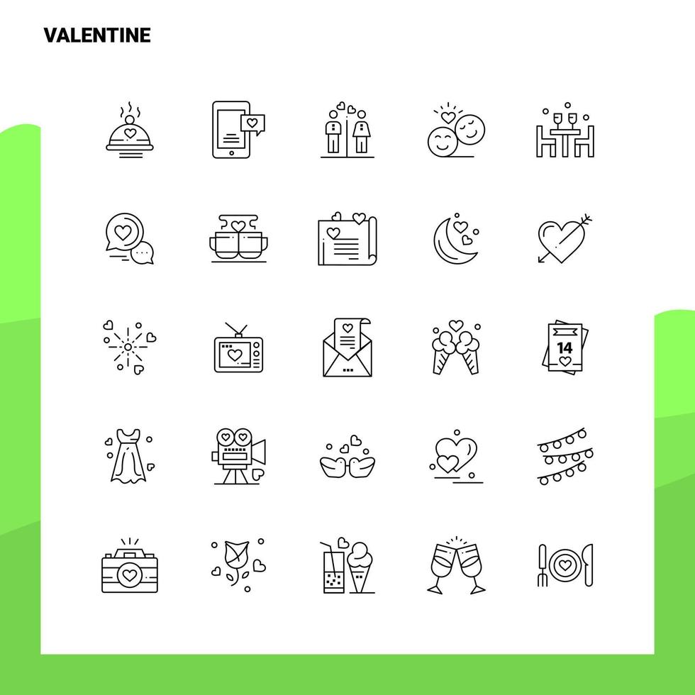 Set of Valentine Line Icon set 25 Icons Vector Minimalism Style Design Black Icons Set Linear pictogram pack