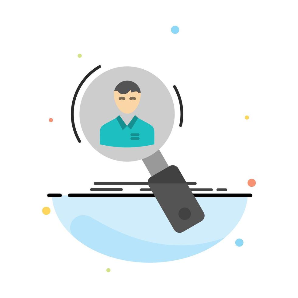 Search Employee Hr Hunting Personal Resources Resume Abstract Flat Color Icon Template vector