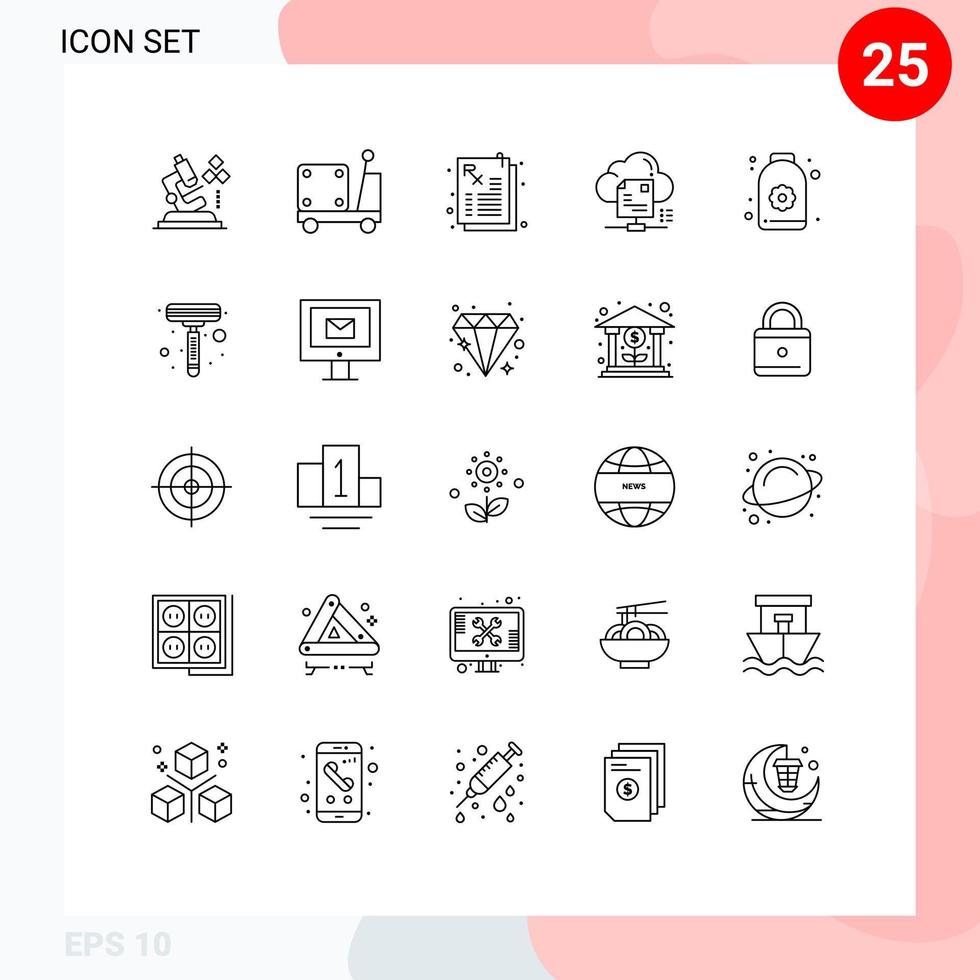 25 Creative Icons Modern Signs and Symbols of sauna document medicine cloud sharing Editable Vector Design Elements