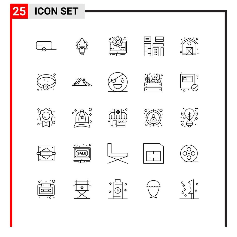 Group of 25 Modern Lines Set for barn premium computer native content Editable Vector Design Elements