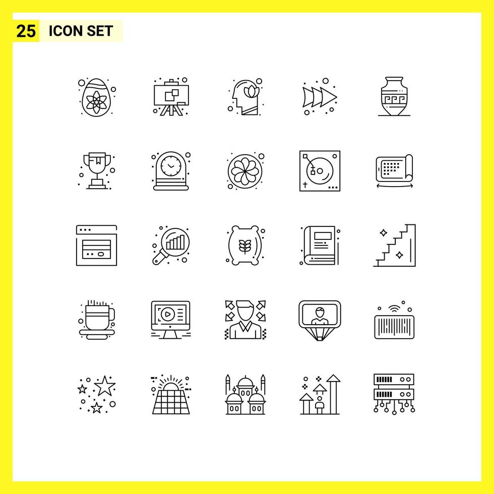 25 Universal Lines Set for Web and Mobile Applications jar ancient jar head amphora forward Editable Vector Design Elements