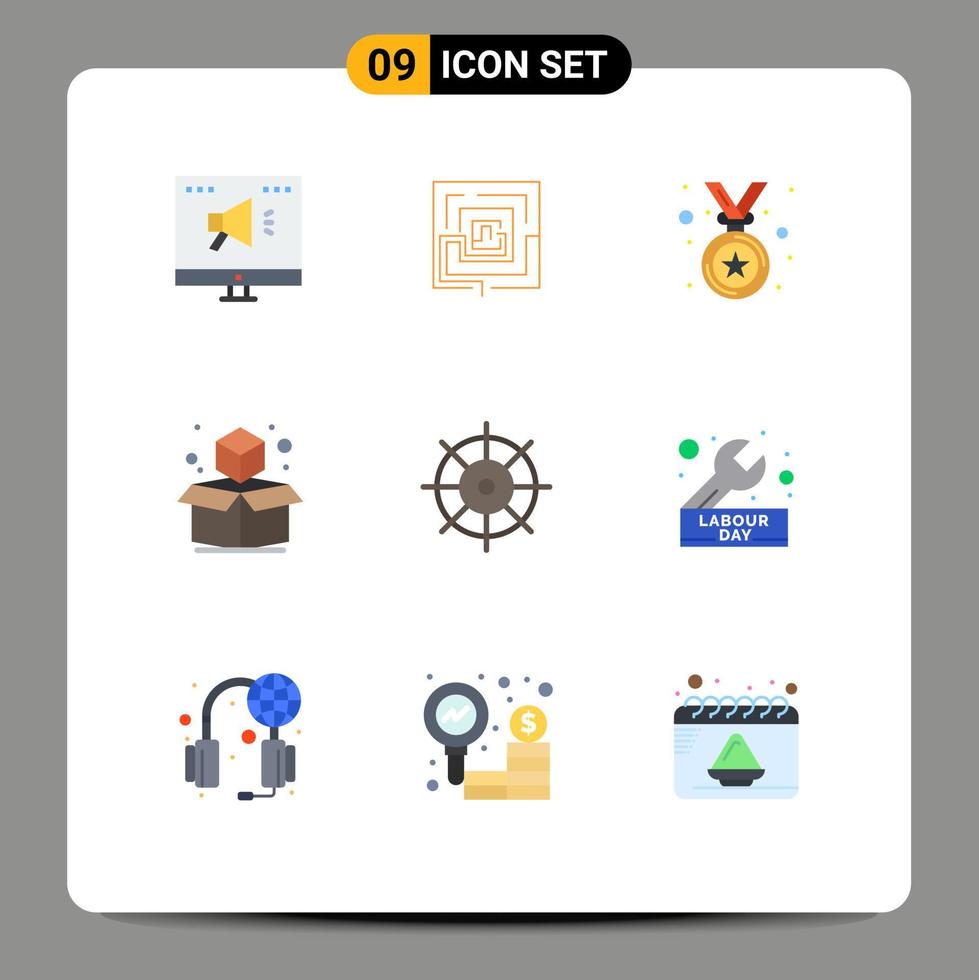 Modern Set of 9 Flat Colors and symbols such as preferences control puzzel box cube Editable Vector Design Elements