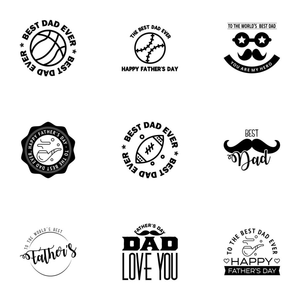 Love You Papa Card Design for Happy Fathers Day Typography Collection 9 Black Design Editable Vector Design Elements