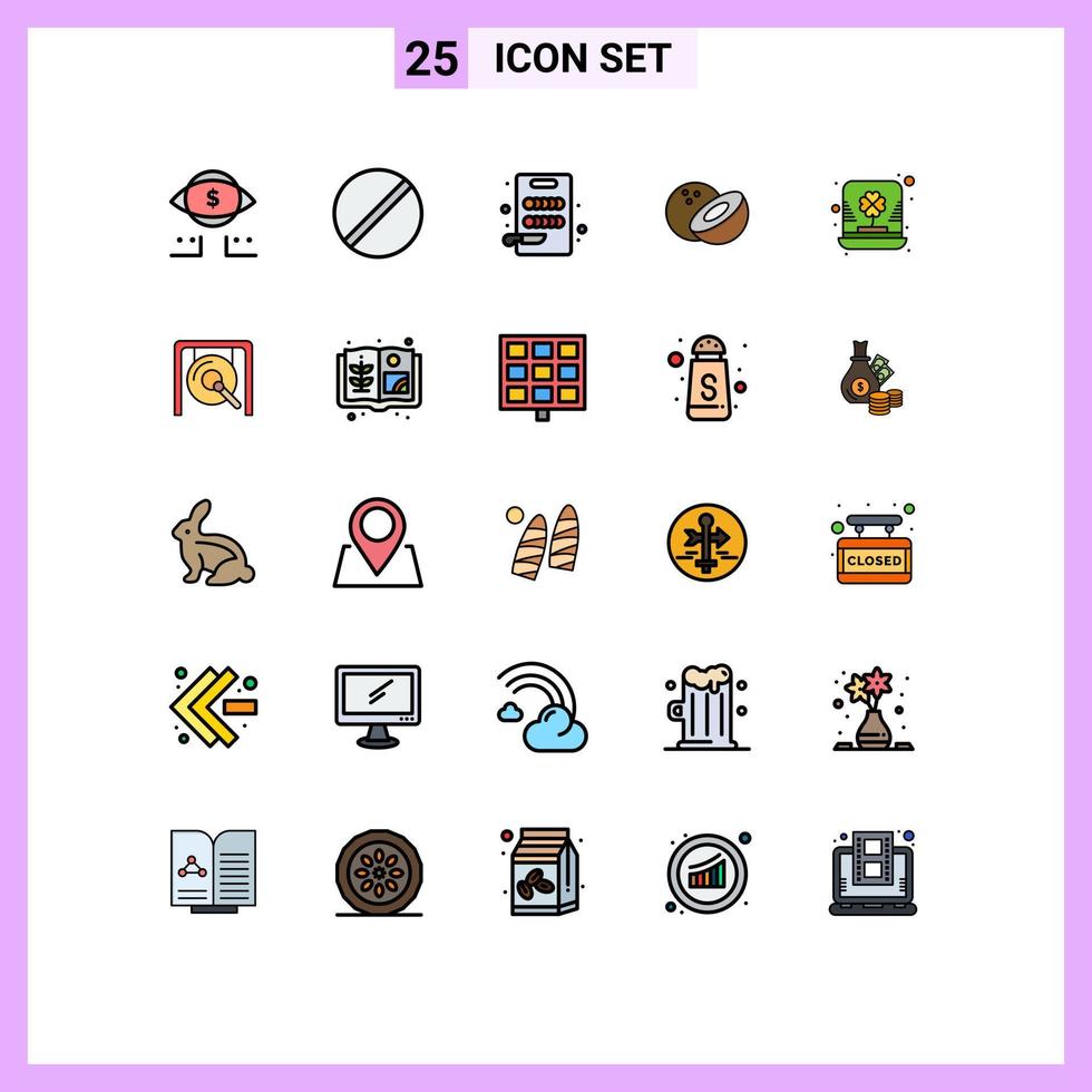 conjunto de 25 iconos de interfaz de usuario modernos símbolos signos para leprechaun hat ciencia día coco elementos de diseño vectorial editables vector