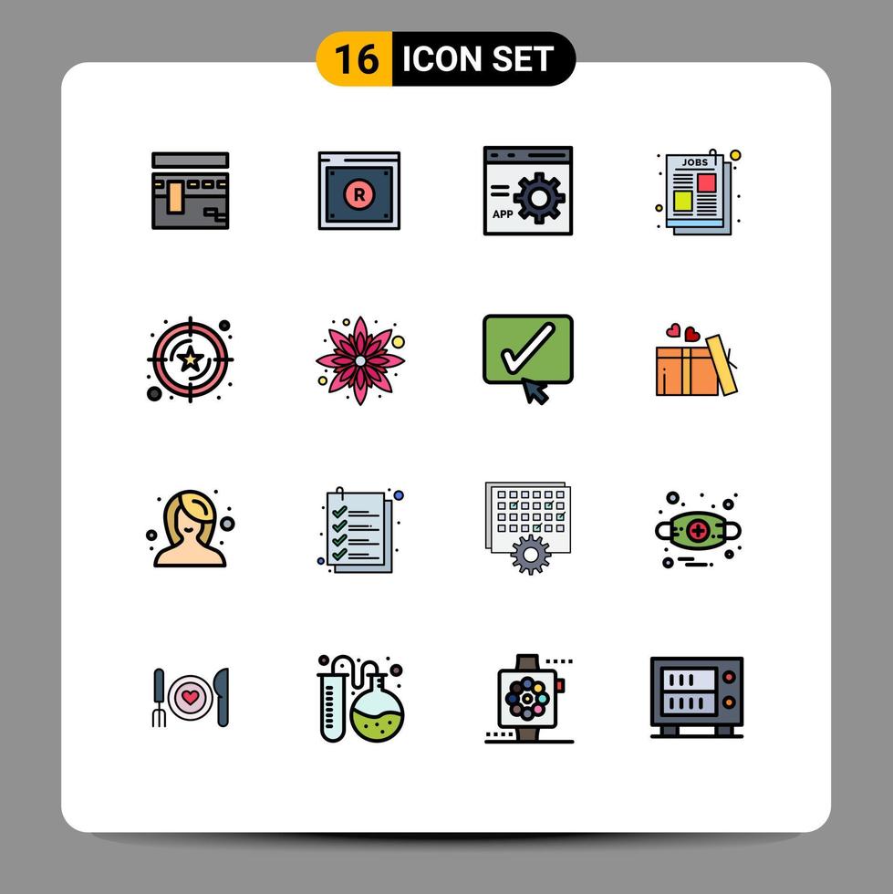 conjunto de 16 iconos modernos de la interfaz de usuario signos de símbolos para la programación de leyes posteriores a la publicidad desarrollar elementos de diseño de vectores creativos editables