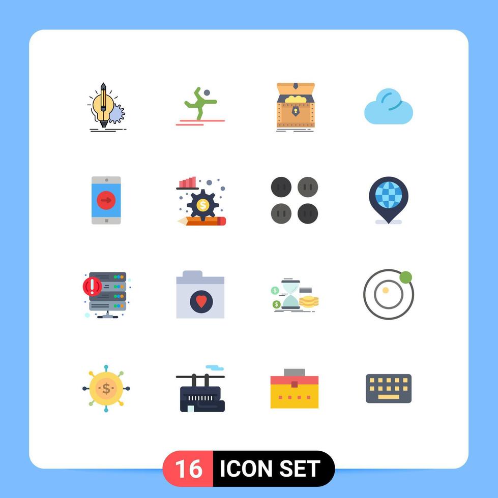 16 Universal Flat Color Signs Symbols of application clouded stretching cloud reward Editable Pack of Creative Vector Design Elements