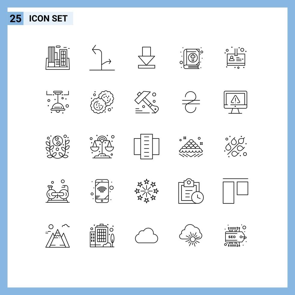 25 Creative Icons Modern Signs and Symbols of id holiday traffic easter book Editable Vector Design Elements