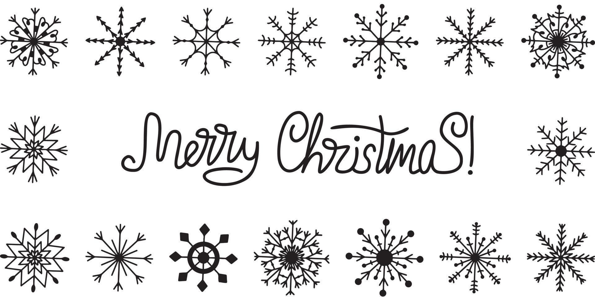 Vector flat hand drawn snowflakes design