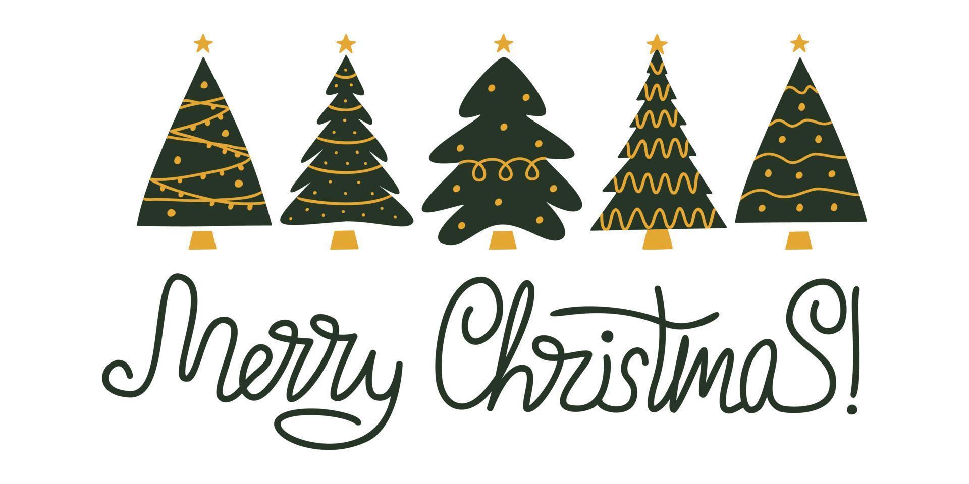 Vector flat hand drawn set of christmas illustrations.