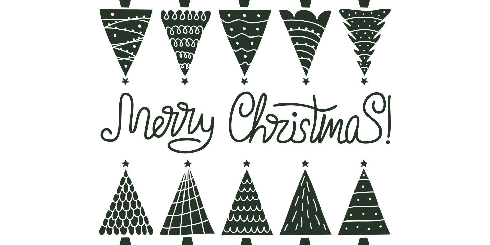 Vector flat hand drawn set of christmas illustrations.