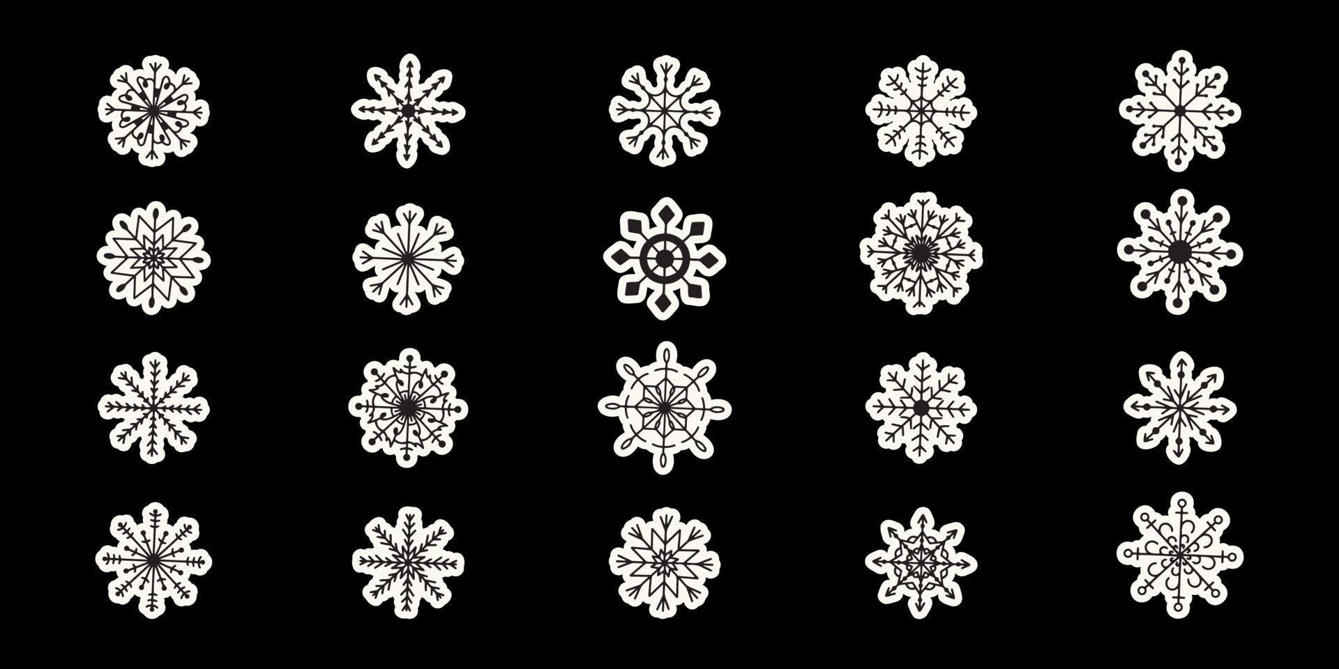 Vector flat hand drawn set of christmas stickers.