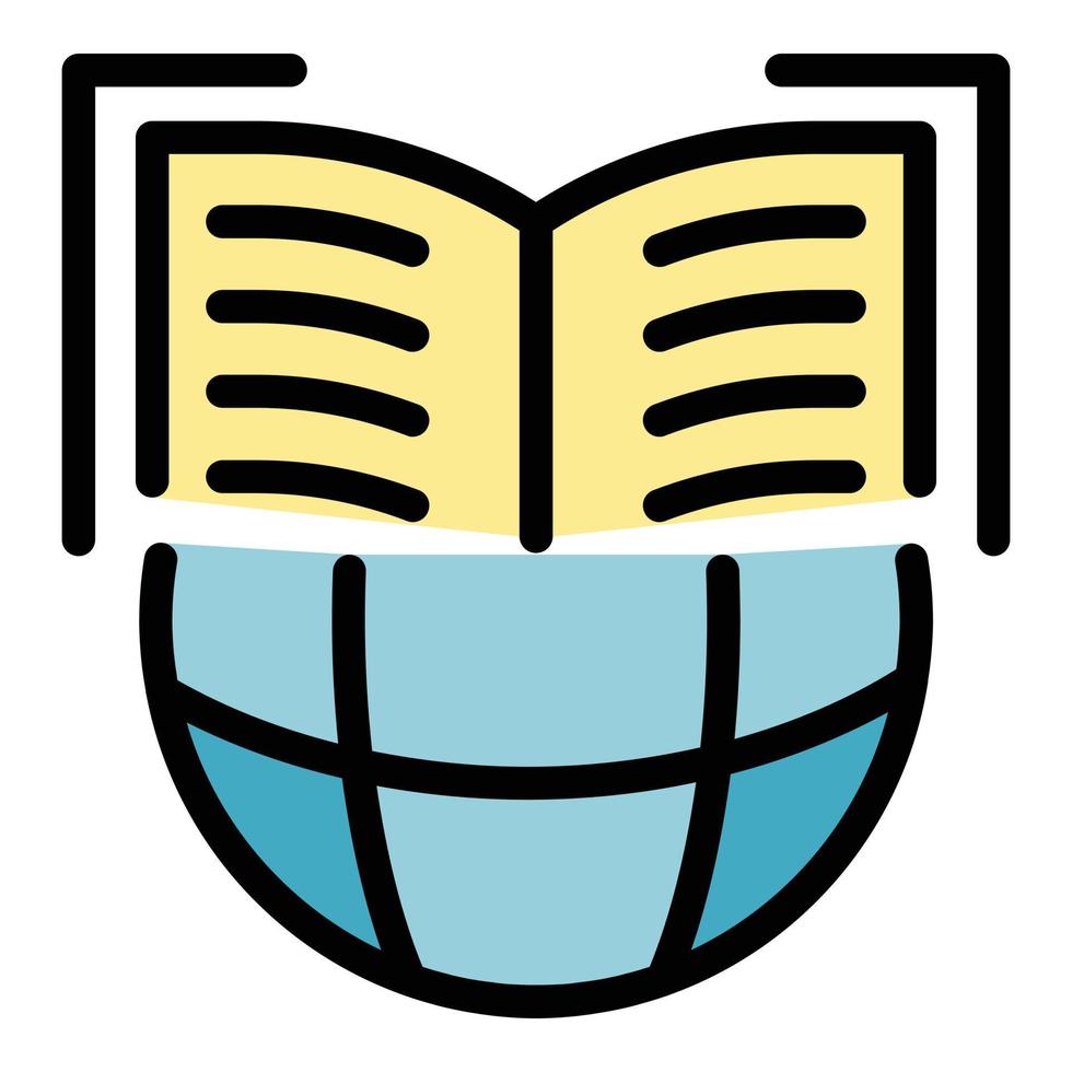Global learning icon color outline vector