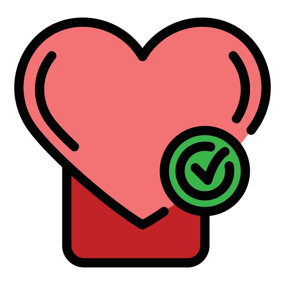 vector de contorno de color de icono de corazón sano