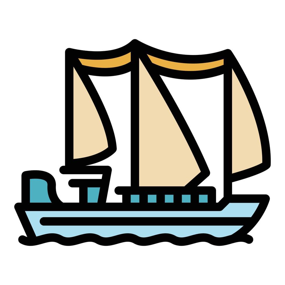 Turkish ship icon color outline vector