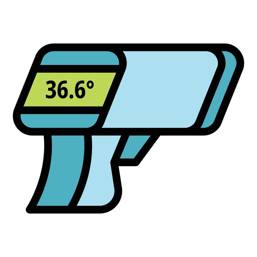 vector de contorno de color de icono de termómetro de escaneo de pistola
