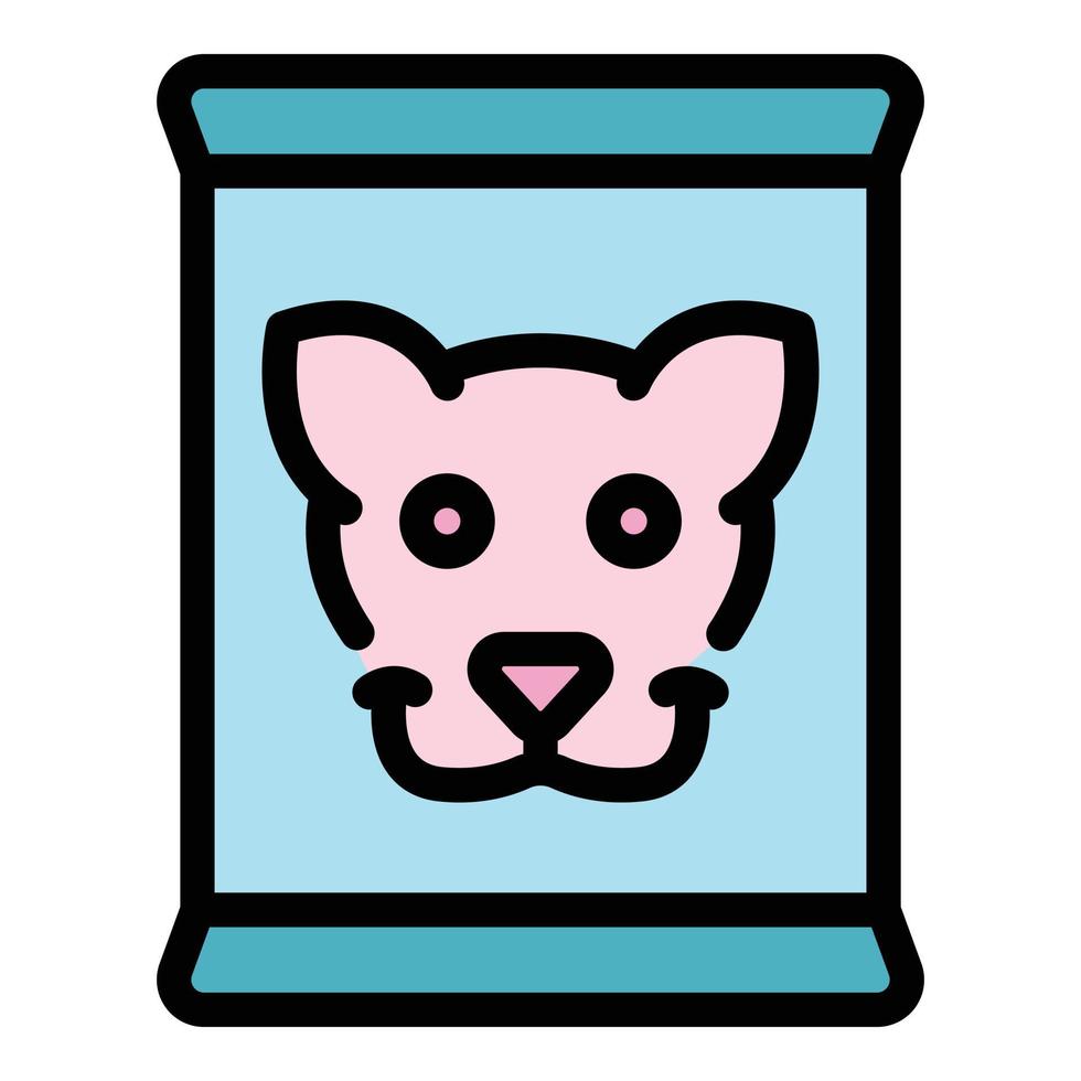 vector de contorno de color de icono de paquete de comida para perros