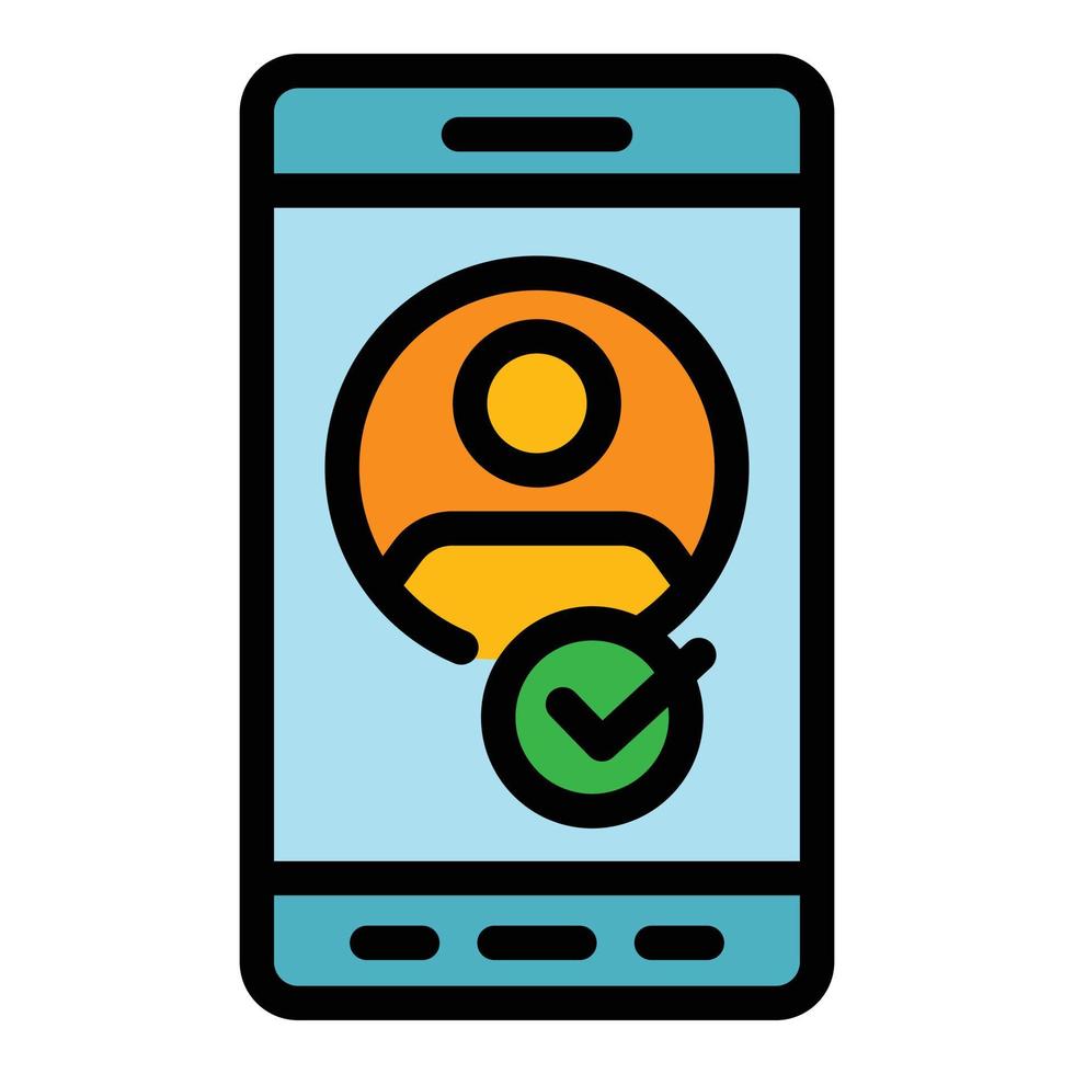 Smartphone account icon color outline vector