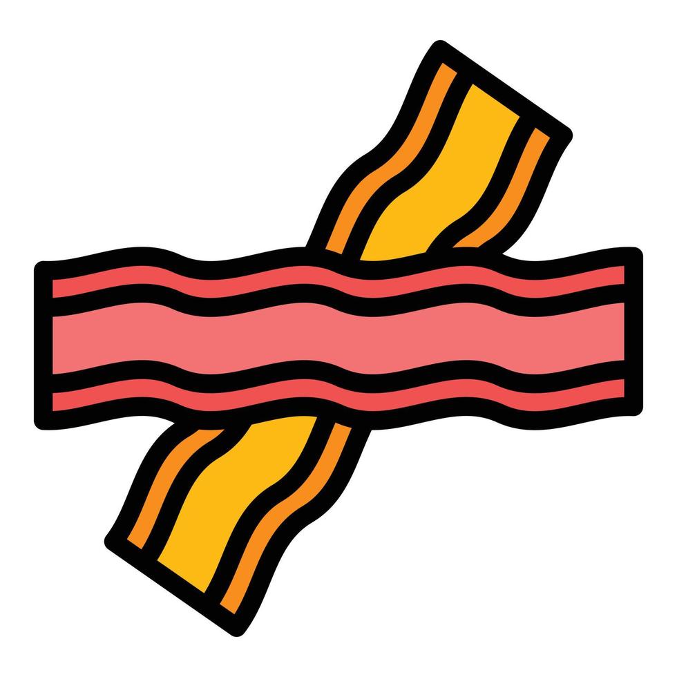 vector de contorno de color de icono de rebanada de tocino