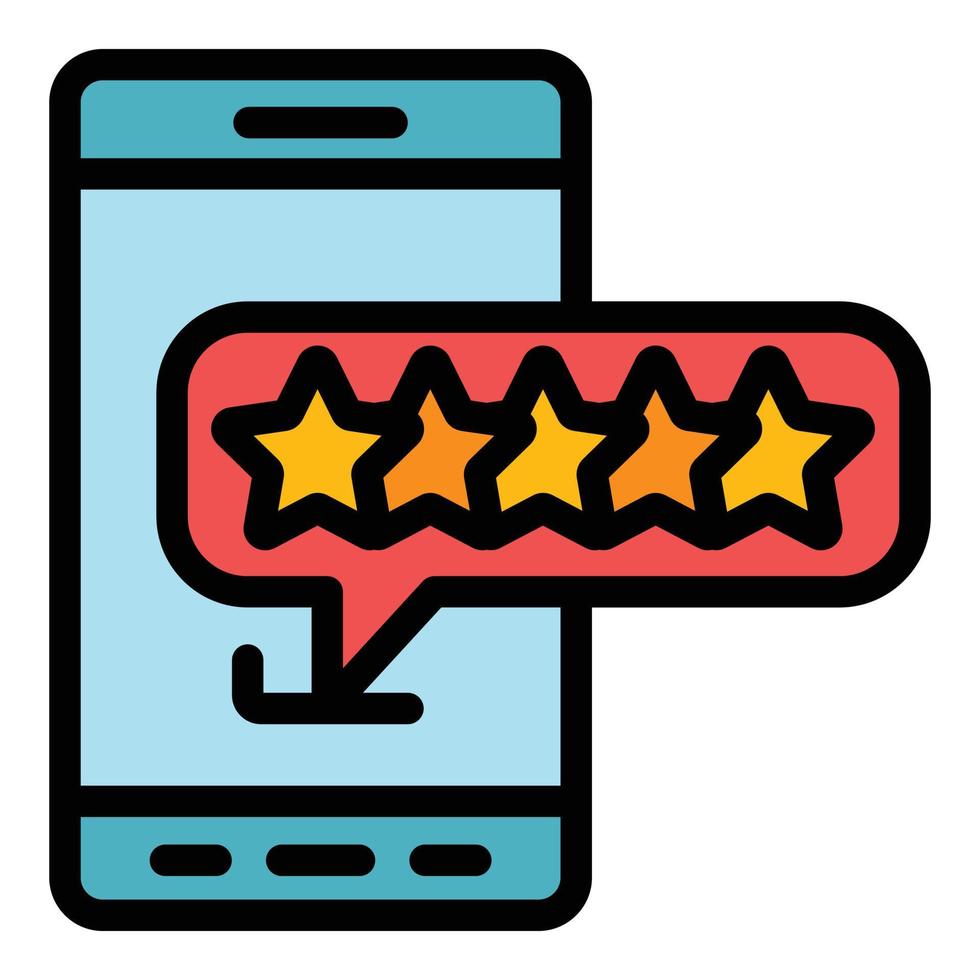 Smartphone online rating icon color outline vector
