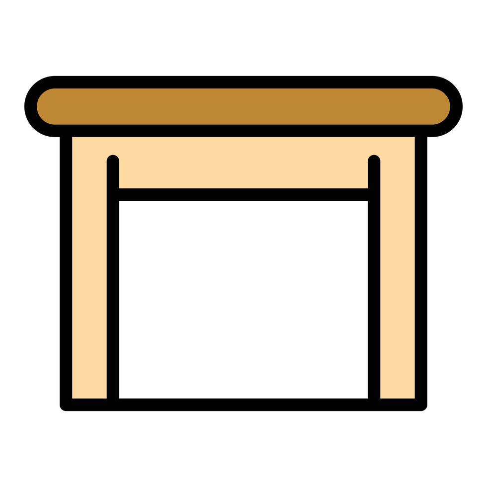 vector de contorno de color de icono de mesa de madera