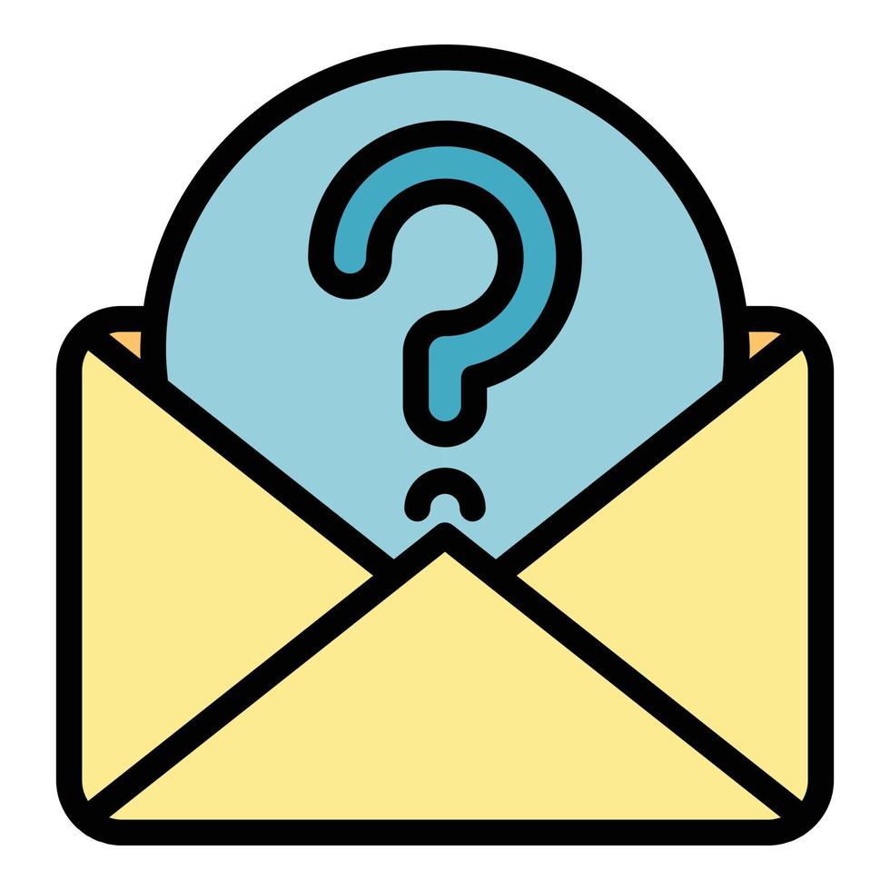 Question envelope icon color outline vector