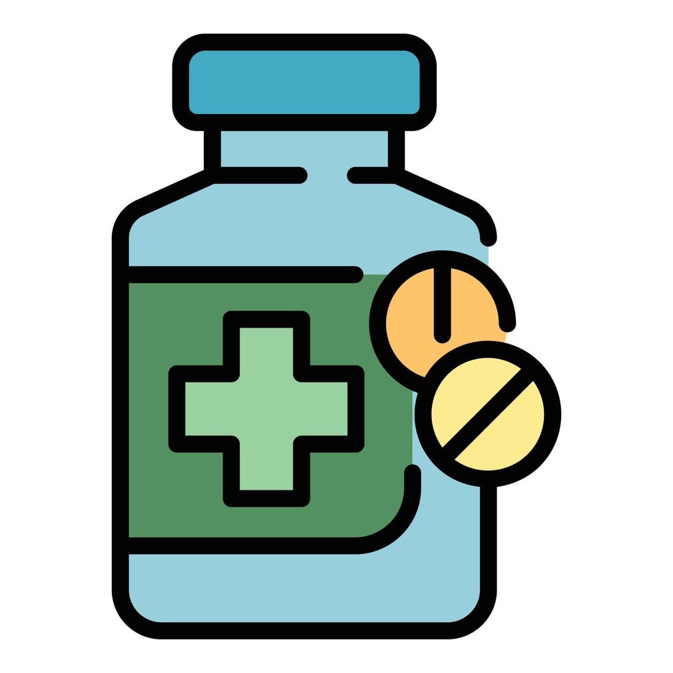 Pills bottle icon color outline vector