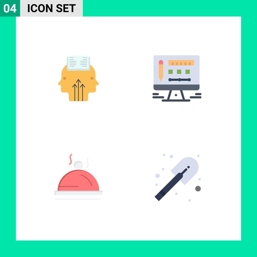 Group of 4 Modern Flat Icons Set for mind pallater man design construction Editable Vector Design Elements