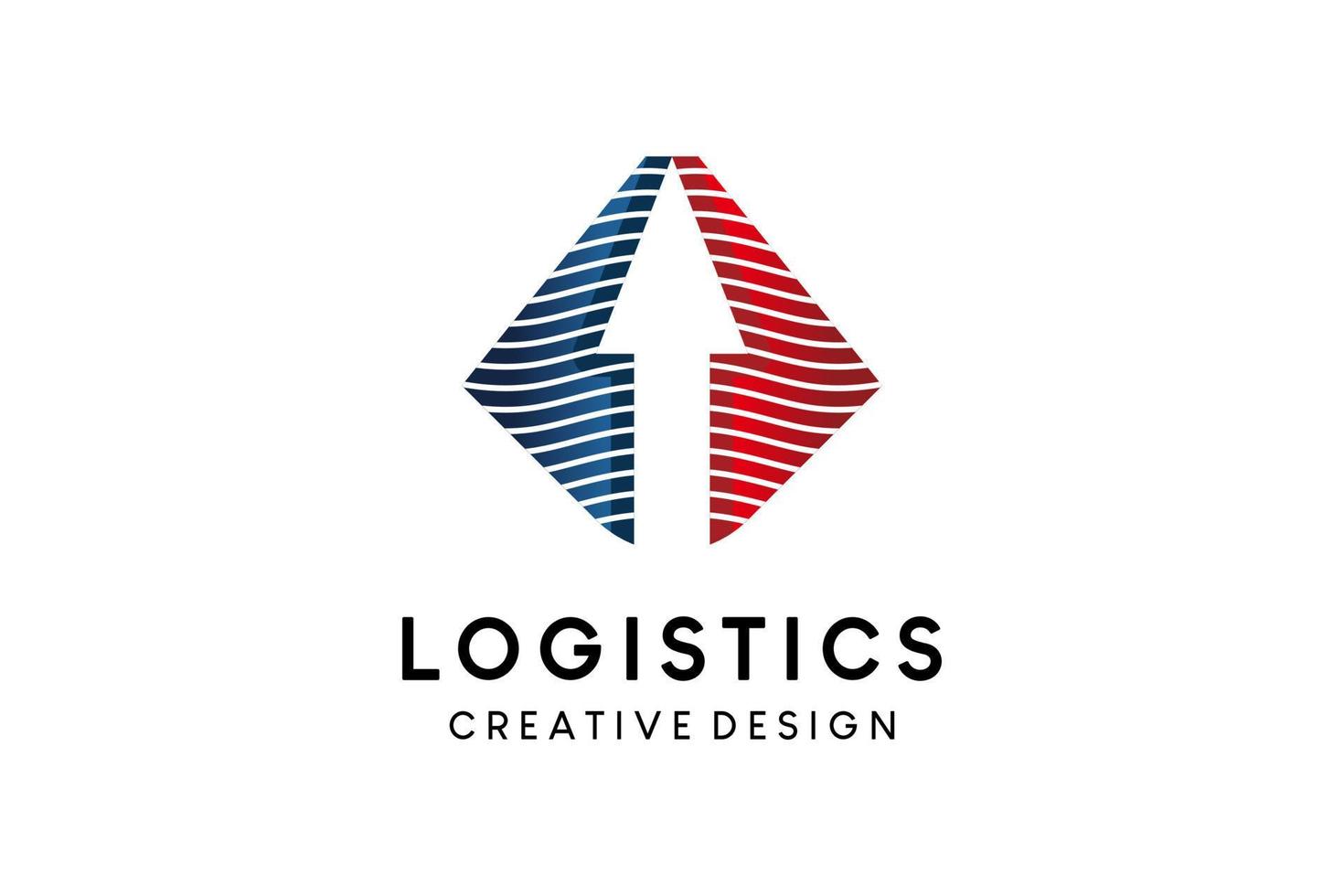 Logistics logo design with arrows in simple rhombus vector