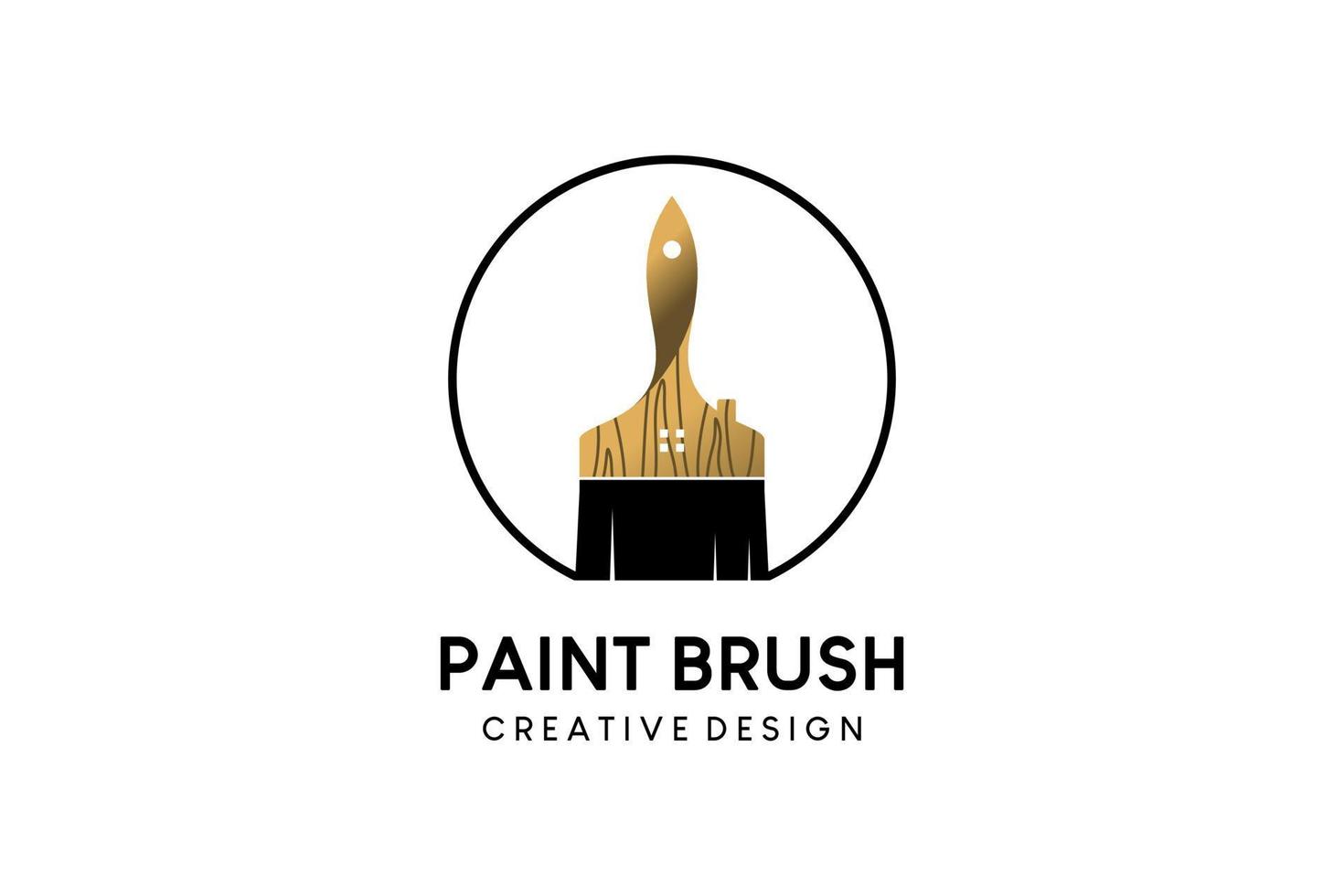 Paint brush icon logo design with creative wood motif concept vector