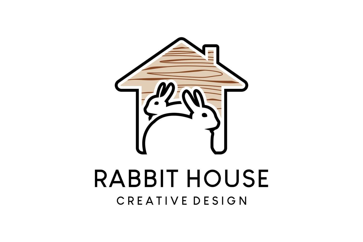 Rabbit house vector illustration logo design or rabbit animal cage