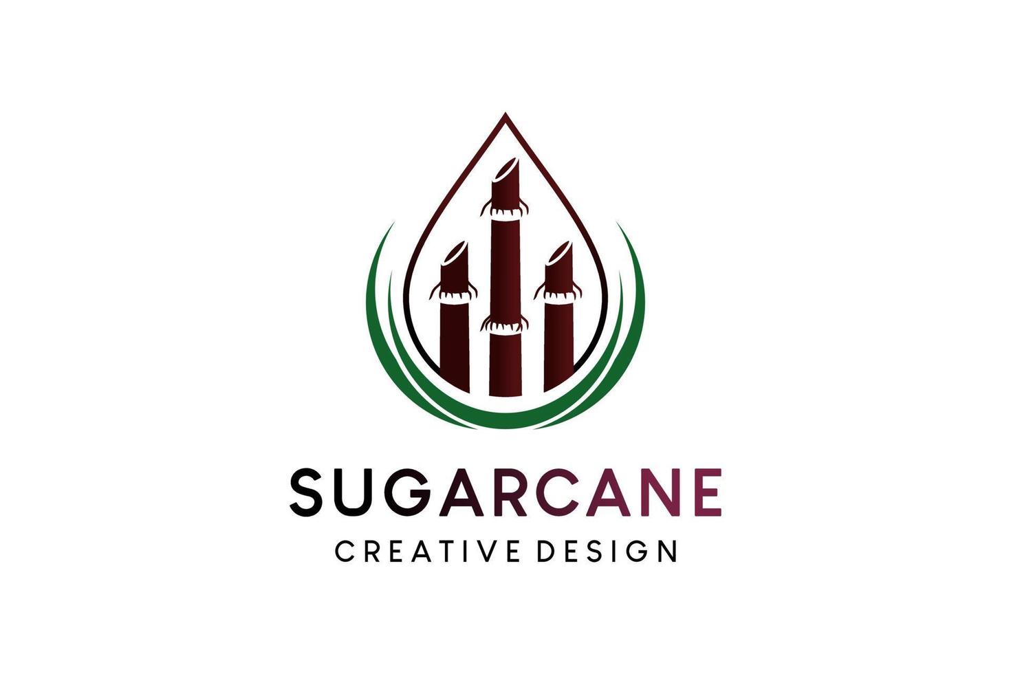 diseño de logotipo de ilustración de vector de caña de azúcar en concepto de gotas de agua