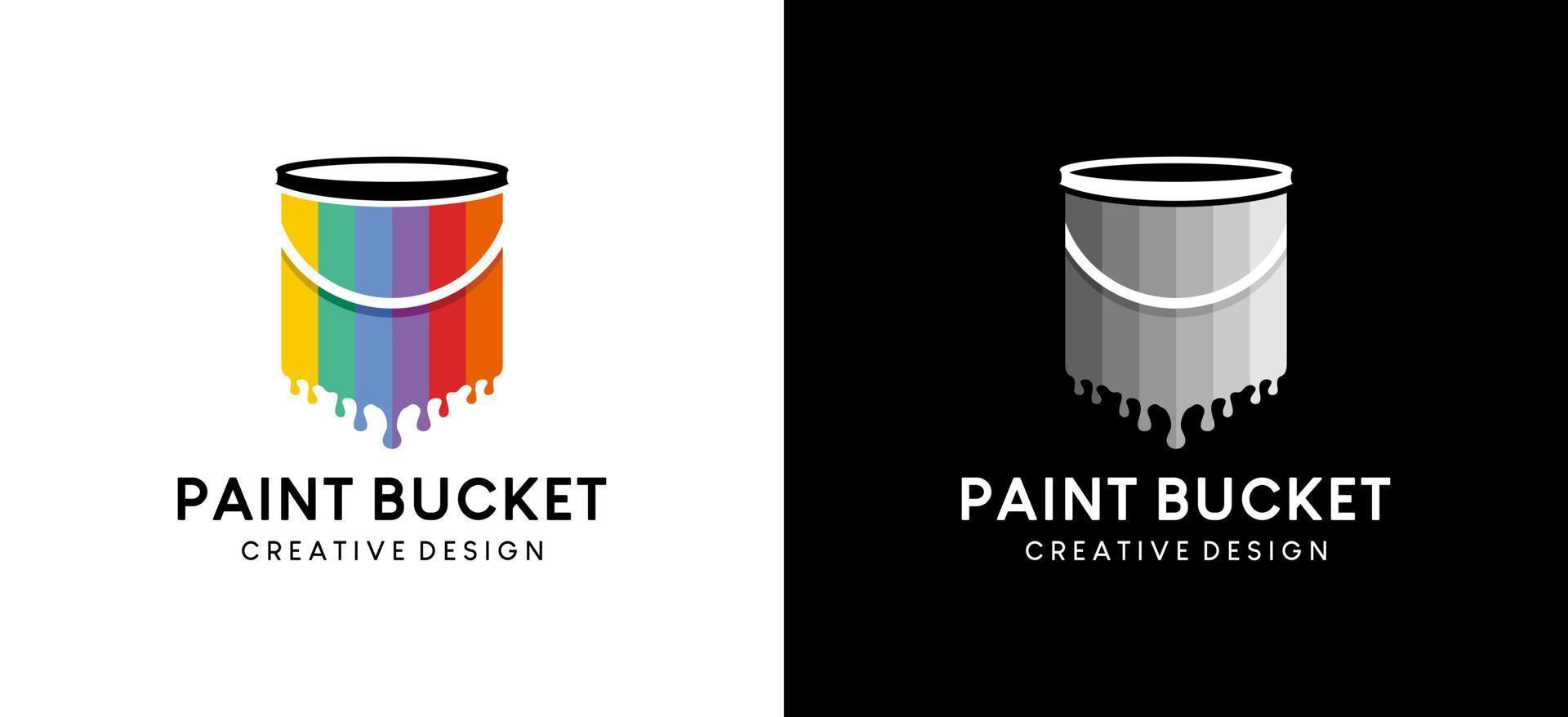 diseño de logotipo de ilustración de vector de cubo de pintura con concepto de colores del arco iris