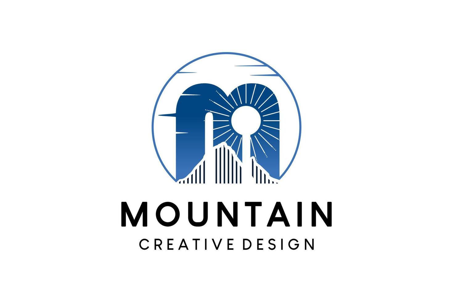 Mountain logo design with simple flat letter m concept vector