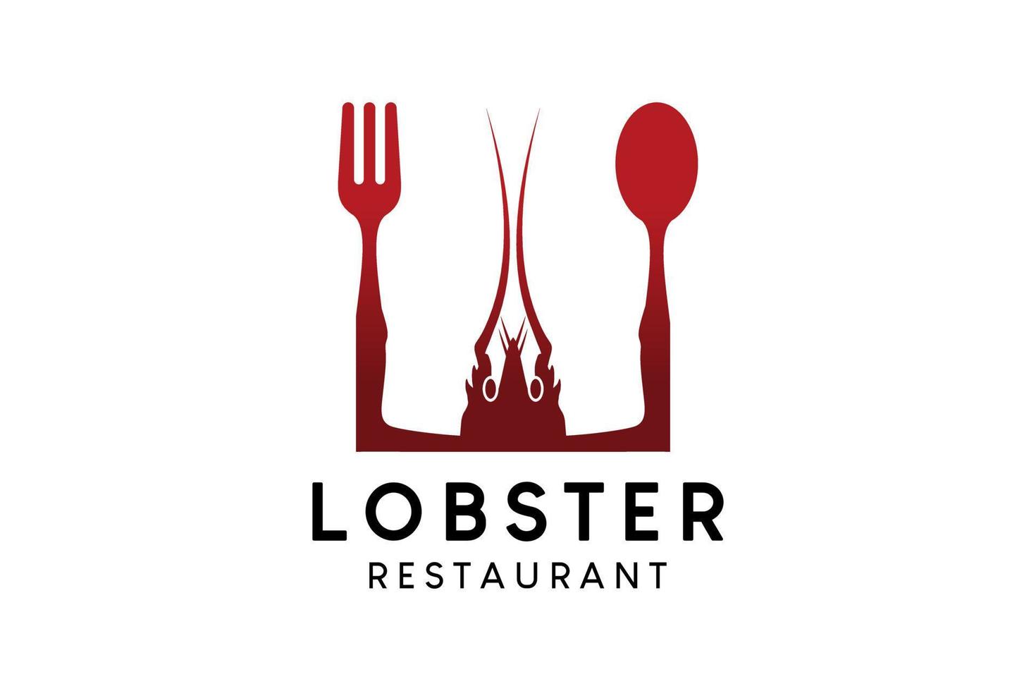 diseño de logotipo de icono de langosta con concepto de caja, restaurante de langosta o ilustración de vector de logotipo de restaurante de mariscos