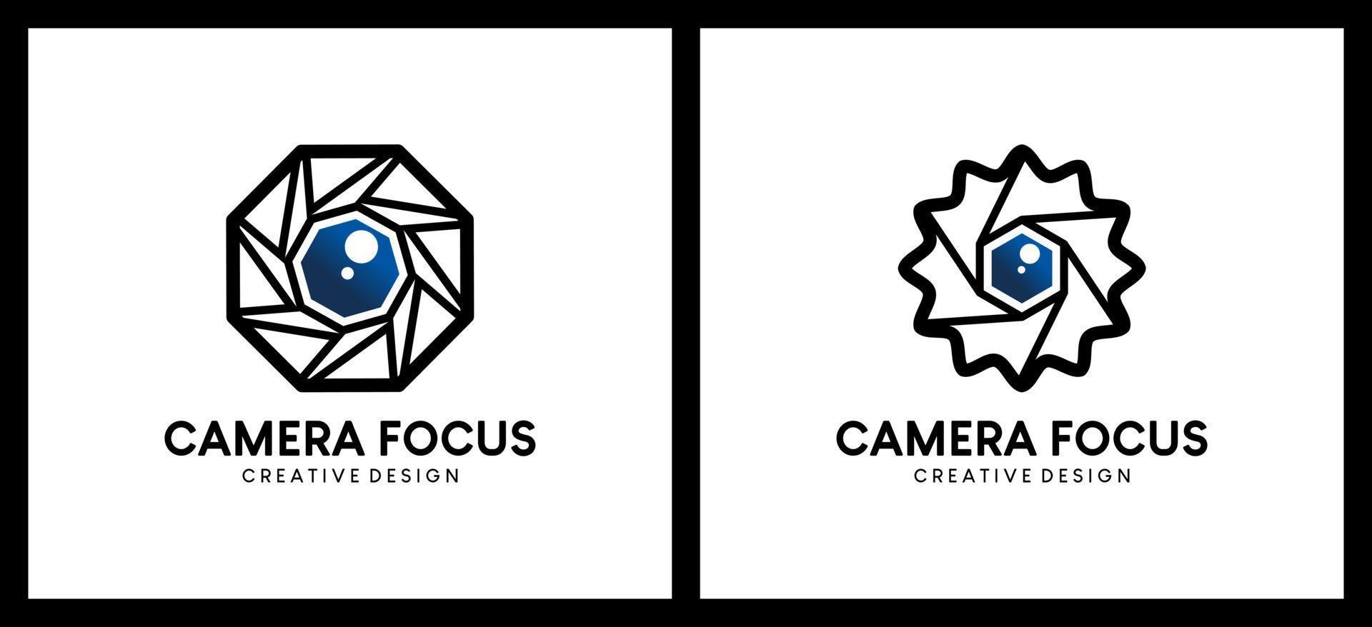 Camera lens logo design with creative modern line concept vector