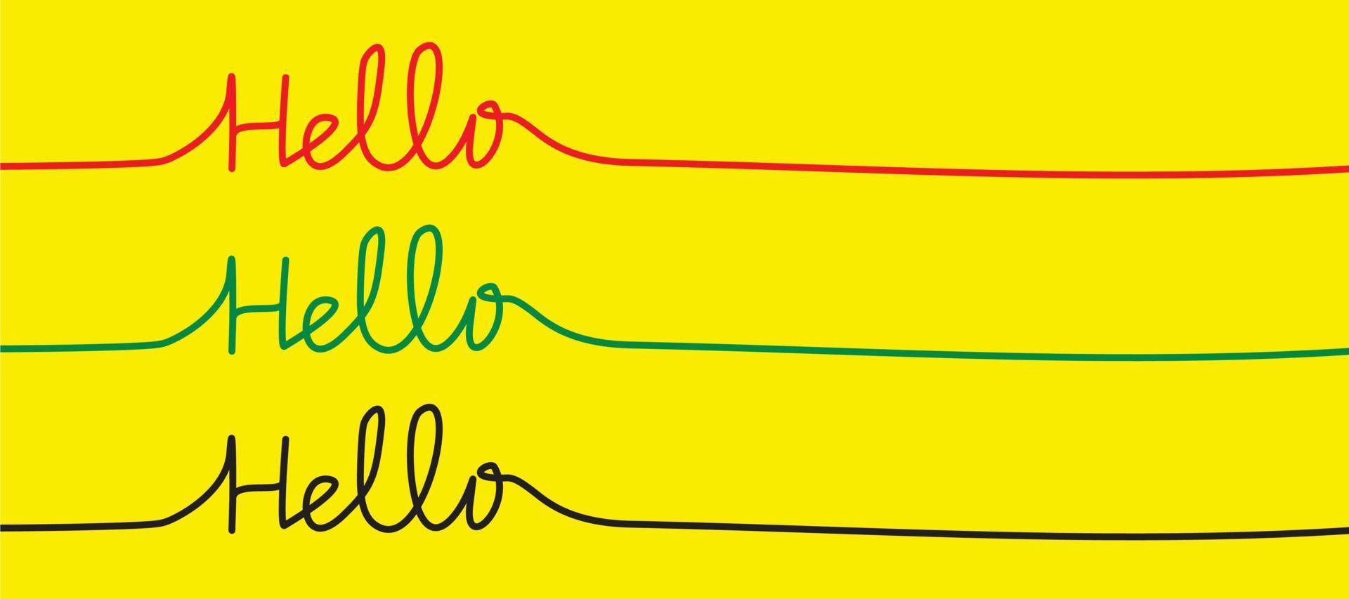 Yellow background vector design with hello lettering