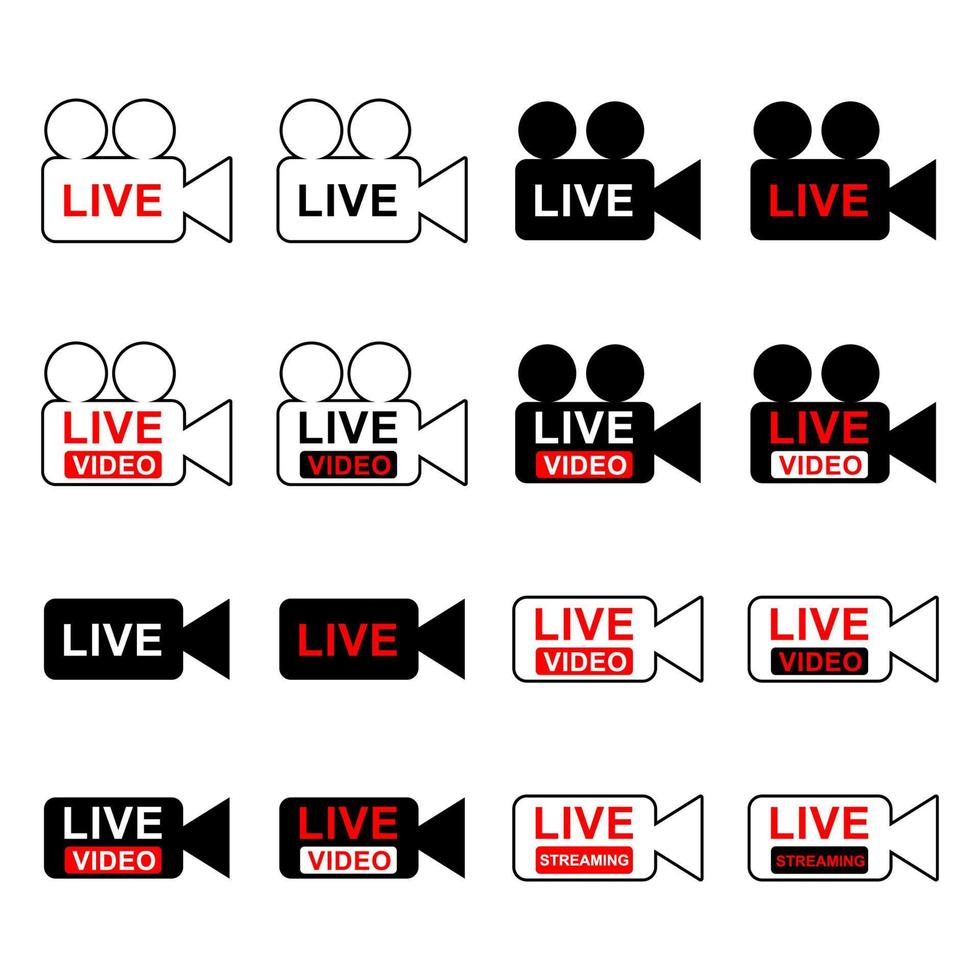 Live video icon vector design set