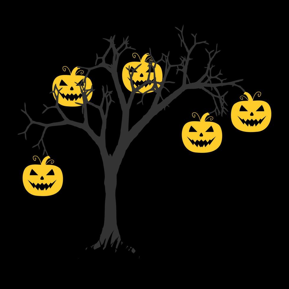 Vector design of a ghost pumpkin on a tree