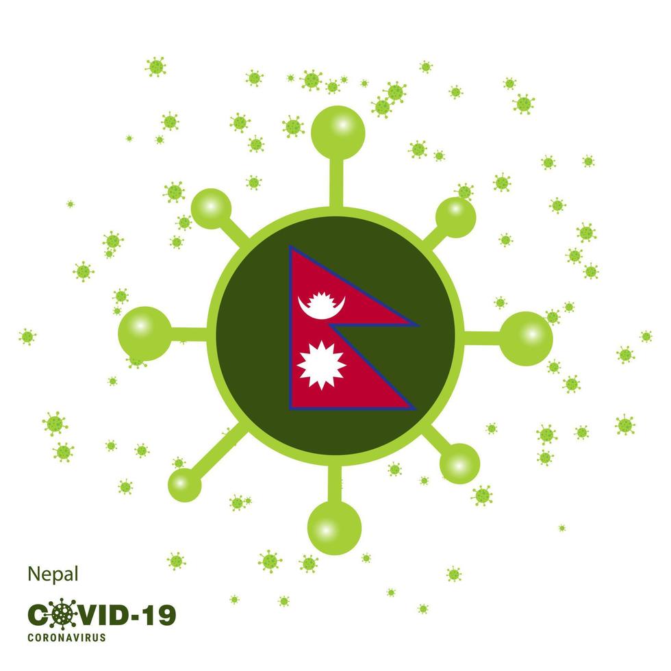 Nepal Coronavius Flag Awareness Background Stay home Stay Healthy Take care of your own health Pray for Country vector