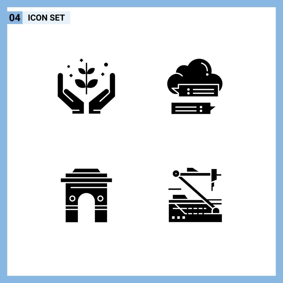 Mobile Interface Solid Glyph Set of 4 Pictograms of agriculture messages give secure global Editable Vector Design Elements