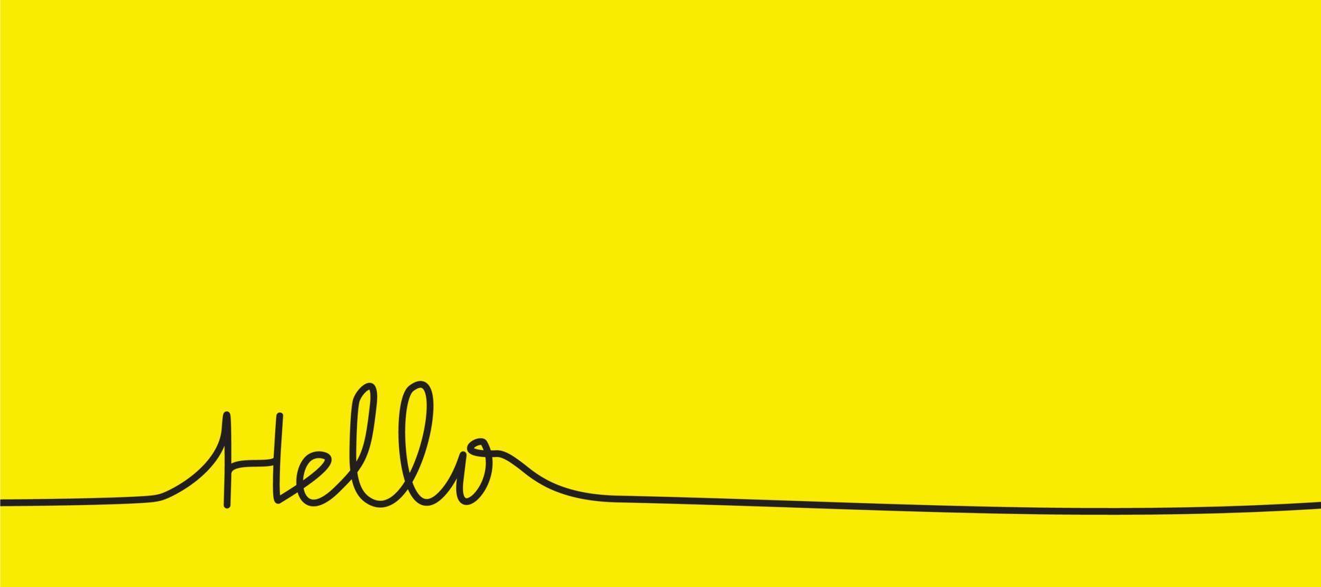 Yellow background vector design with hello lettering